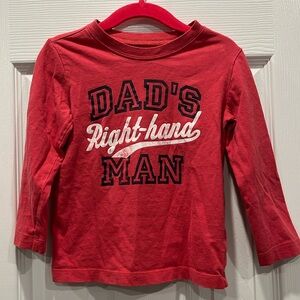 Boys red long sleeved shirt Oshkosh size 2T”Dad’s Right-hand Man”